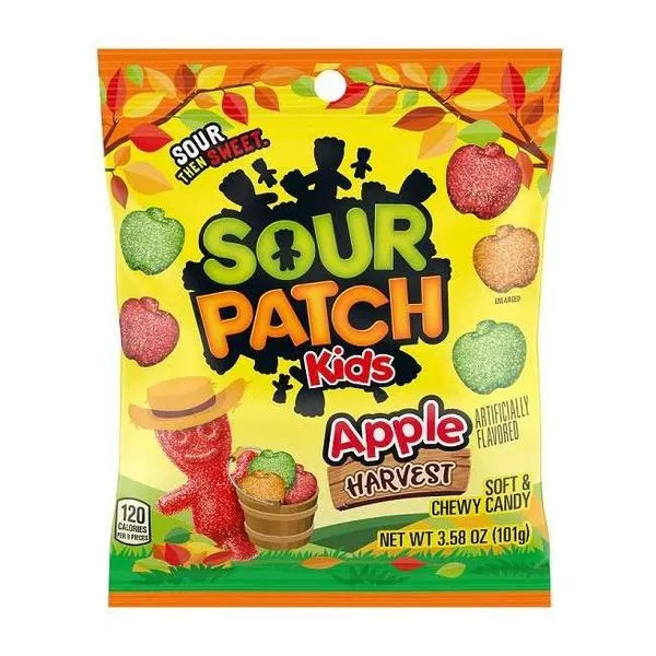 Sour Patch Kids Apple Harvest alma ízű savanyú gumicukor 101 g-os zacskóban
