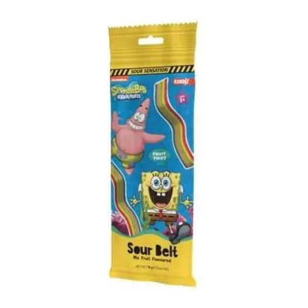 Sparkles Sour Belts savanyú gumiszíj SpongyaBob mintás 75 g-os csomagja