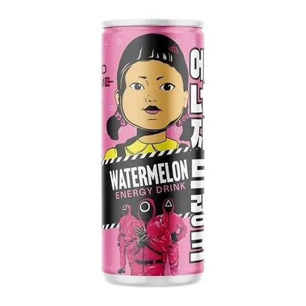 Squid Game Watermelon Energy Drink görögdinnye ízű energiaital 250 ml-es dobozban