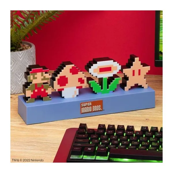 Super Mario ikonok mintás világító hangulatlámpa 30 cm hosszú