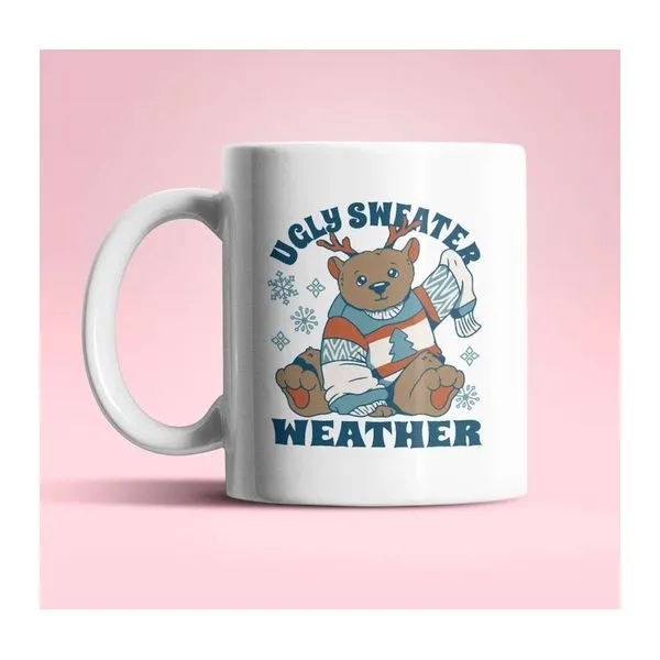 Sweater Weather feliratú macis fehér kerámia bögre