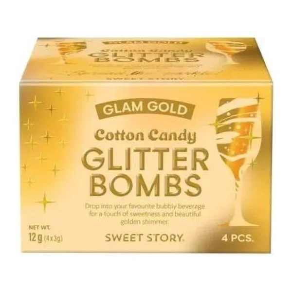 Sweet Story Glitter Bomb arany vattacukor csillámbomba doboz 4 darabbal