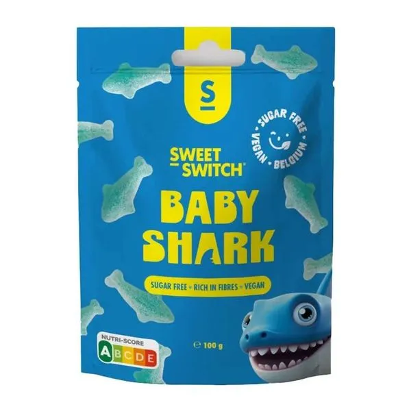 Sweet-Switch Baby Shark cápa alakú cukormentes gumicukor 100 g-os zacskója