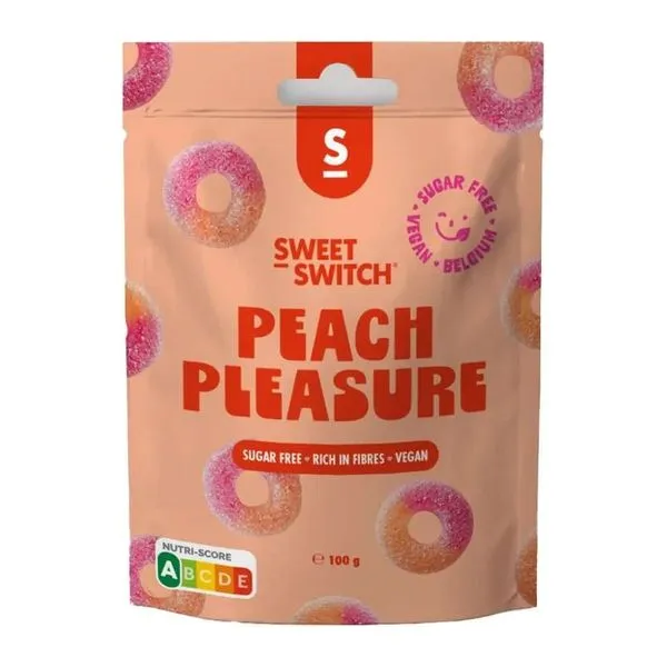 Sweet-Switch Peach Pleasure őszibarack ízű cukormentes gumicukor 100 g