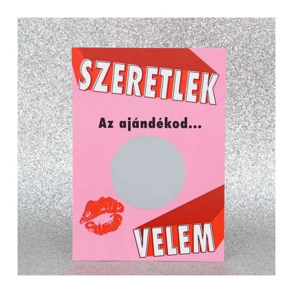 Szeretlek feliratú szerelmes kaparós képeslap