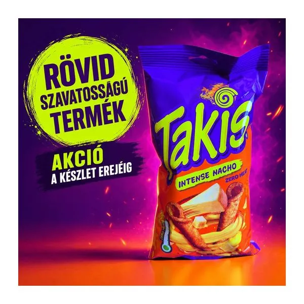 Takis Intense Nacho sajtos tortilla chips 100 g-os zacskóban