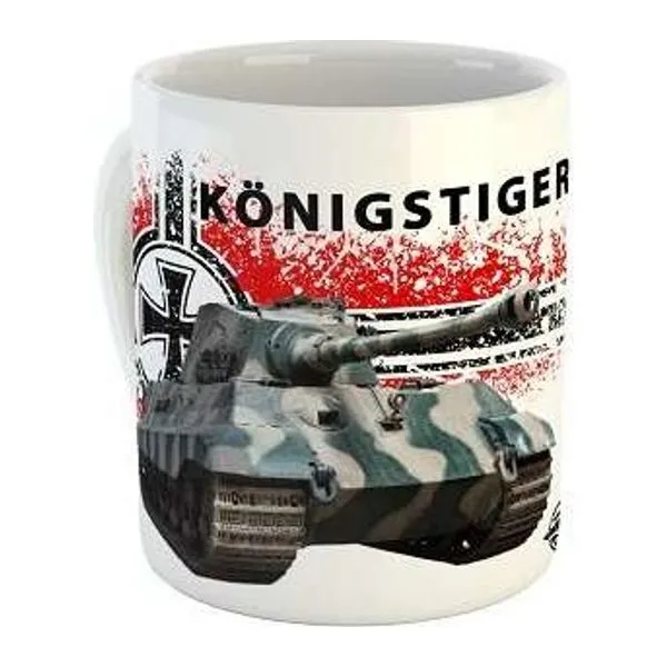 Tankfan kerámia bögre Königstiger harckocsi mintával