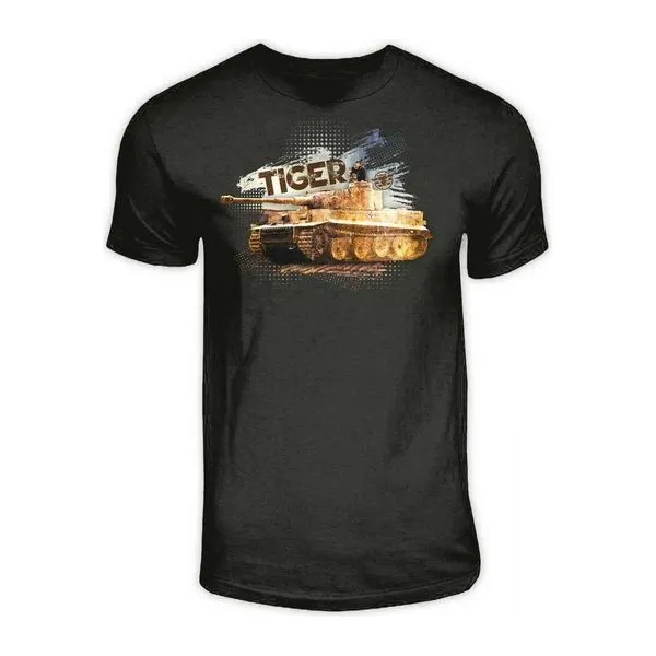 Fekete Tankfan Retro Tiger harckocsis férfi póló 3XL méretben