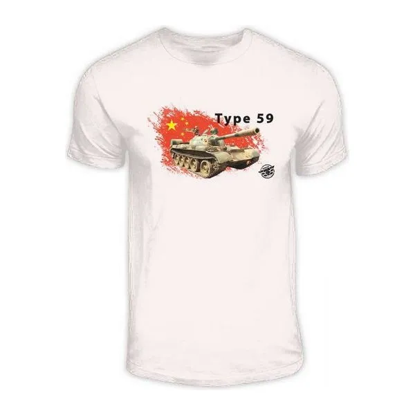 Fehér Tankfan Type 59 harckocsis férfi póló M méretben