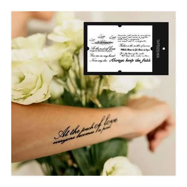 Tattooshka lemosható tetoválásív angol nyelvű idézetekkel