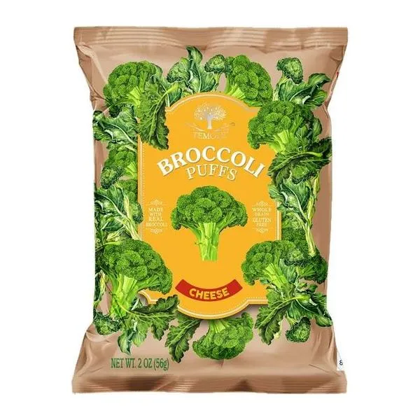 TEMOLE Broccoli Puffs Cheese sajt ízű brokkoli puffancs 56 g-os zacskóban