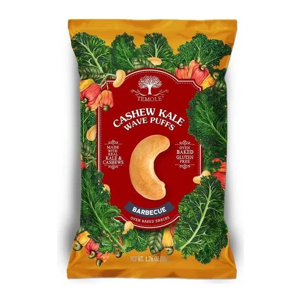 TEMOLE Cashew Kale Wave Puffs Barbecue kesudiós kelkáposztás puffancs 50 g