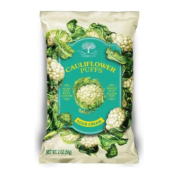TEMOLE Cauliflower Puffs Sour Cream tejföl ízű karfiolos puffancs 56 g-os zacskóban