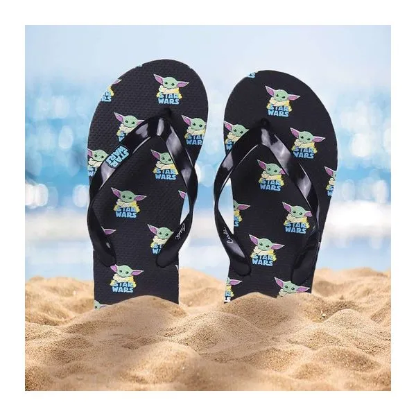 Férfi flip-flop strandpapucs The Mandalorian Baby Yoda mintával