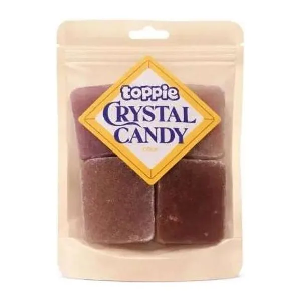 Toppie Crystal Candy Amber Cola ízű kristálycukor-cukorka 80 g-os csomagolásban