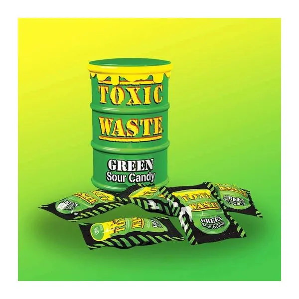 Zöld Toxic Waste Green Drum savanyú cukorkás doboz 42 g