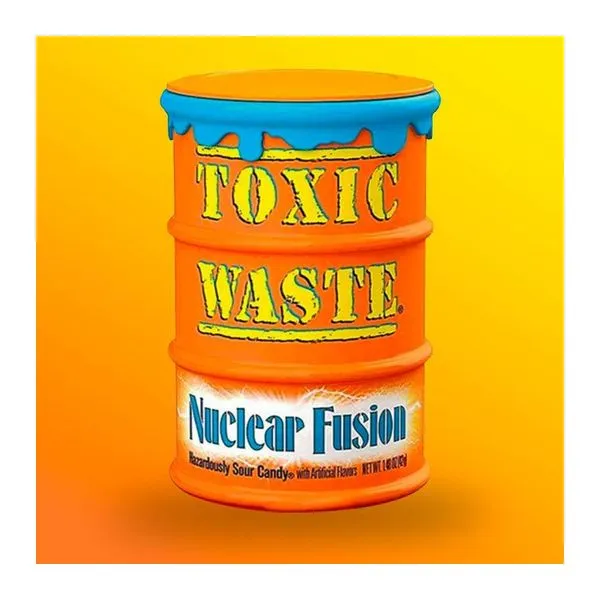 Toxic Waste Nuclear Fusion narancssárga dobozos savanyú cukorkák 42 g-os kiszerelésben