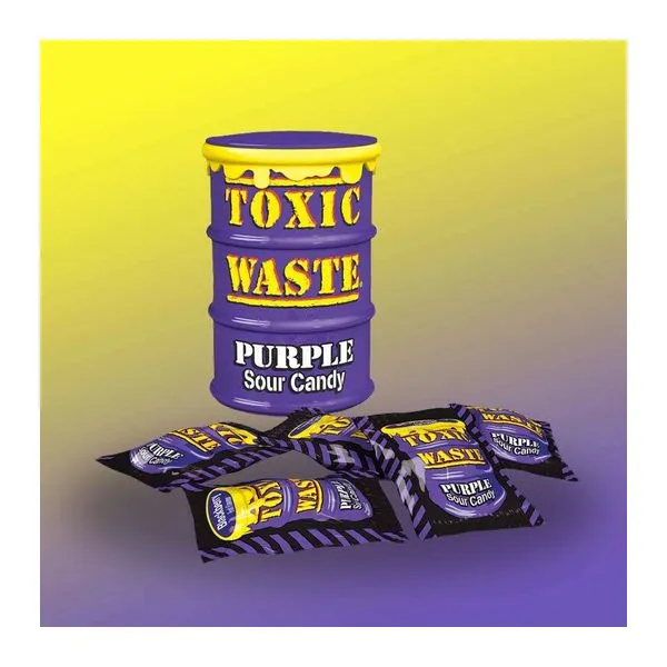 Lila Toxic Waste Purple Drum savanyú cukorkás doboz 42 g