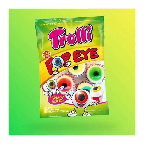 Trolli Pop Eye szemgolyó formájú gumicukor 75 g-os zacskóban