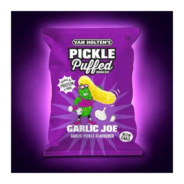 Van Holtens Garlic Joe Pickle Puffs fokhagymás uborka ízű lencsechips 90 g