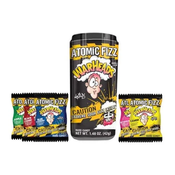 Warheads Atomic Fizz extra savanyú keménycukorka 42 g-os dobozban