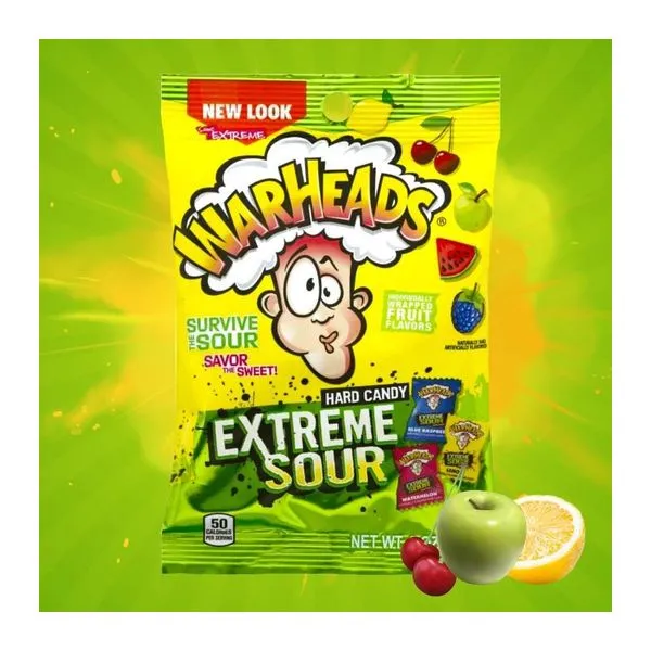 Warheads Extreme Sour extrém savanyú keménycukorka válogatás 28 g-os kiszerelésben