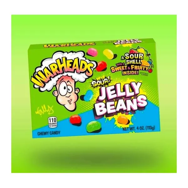 Warheads Jelly Beans savanyú-gyümölcsös drazsé 113 g-os zacskóban