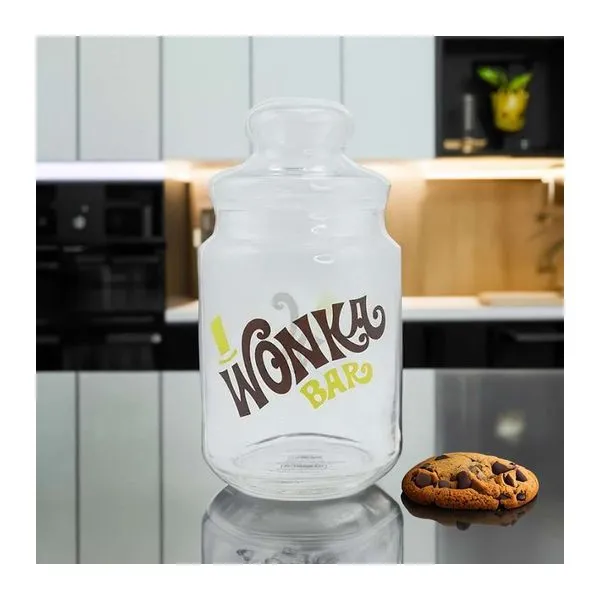 Wonka Bar témájú üveg süti tároló