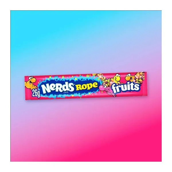 Wonka Nerds Rope Fruit gyümölcs ízű gumicukor kötél 26 g-os csomagban