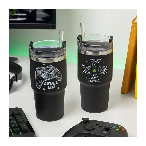 Xbox Gamer Cup 600 ml-es rozsdamentes acél utazópohár szívószállal