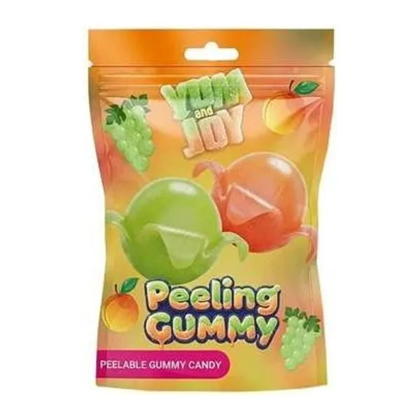 Yum & Joy Peeling Gummy hámozható gumicukor szőlő és barack ízben 50 g