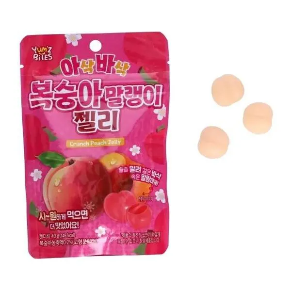 Yum'z Bites ropogós őszibarack zselé cukorral 40 g-os csomagolásban